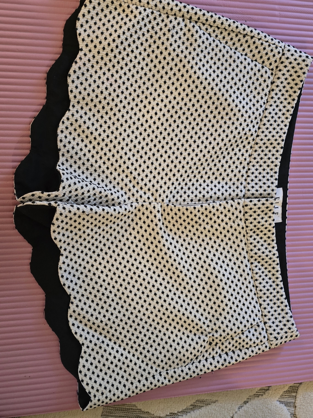 Elle Black and White Scalloped Polka Dot Women's Shorts